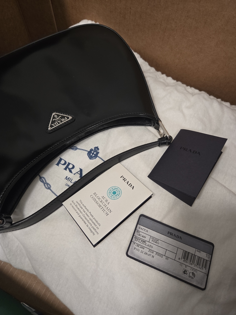 Prada Black Spazzolato Cleo Shoulder Bag